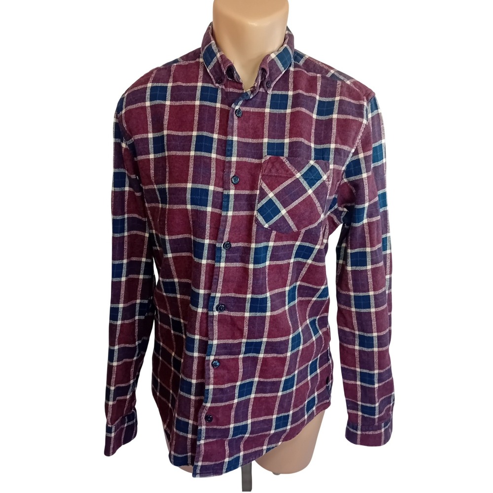 NWOT Men's Silver Eight‎ Flannel ShirtPlaid Cotton Button Down Business Casual M